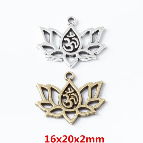 Vintage Legierung Ausgehöhlte Lotus Anhänger Mit Om Symbol Für Schmuckherstellung DIY Antike Bronze Silber Blume Anhänger Zubehör Yoga Zen Stil