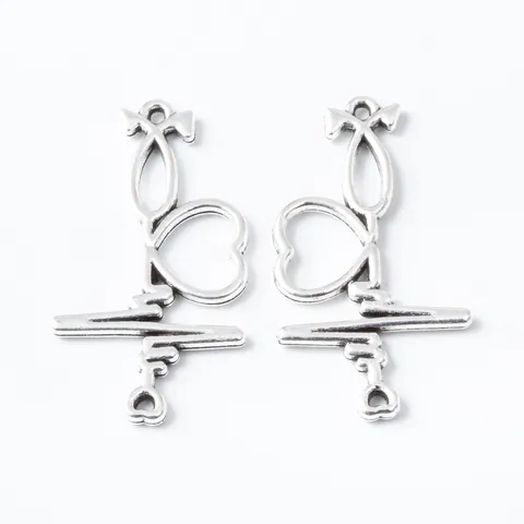 Vintage Alloy Stethoscope Heartbeat Heart Charms Medical Pendant For DIY Jewelry Making Necklace Antique Bronze Silver