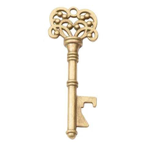 Vintage Alloy Key Shape Bottle Opener Pendant Hollow Floral Pattern DIY Jewelry Finding Wedding Party Favor Decoration Multi Colors
