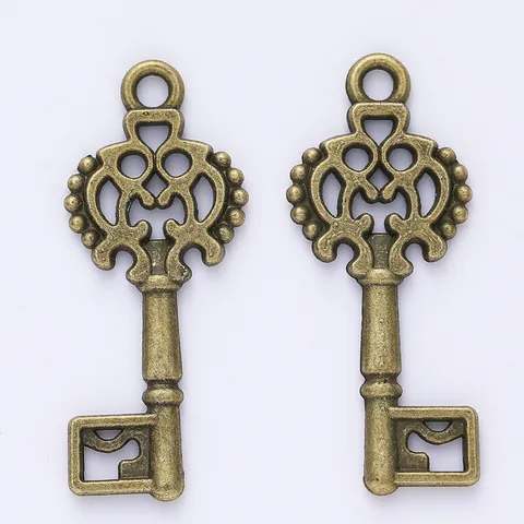 Vintage Alloy Key Charms Pendants For DIY Jewelry Making Antique Bronze Silver Gold Rose Gold Gun Black Craft Findings
