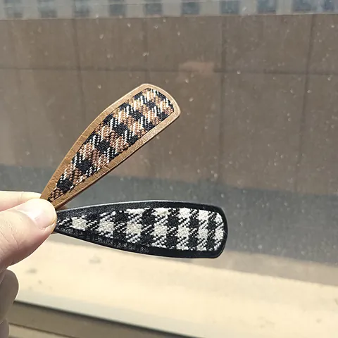 Vintage Pied-De-Poule Haarclips Met Stof Omwikkeld Druppel BB Clips Zijpony Retro Haarspelden Vrouwen Elegant Haaraccessoire
