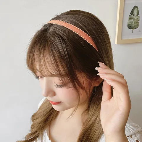 Scalloped Edge Pleated Fabric Headband Thin Candy Color Hair Hoop Minimalist Cloth Wrapped Hair Band For Women Girls Hair Accessories
