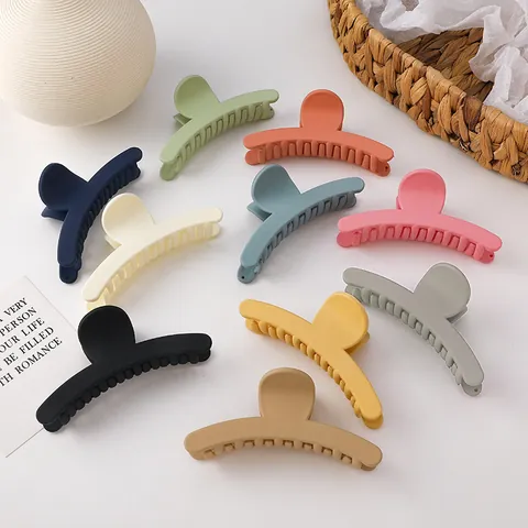 Grote Matte Haarklem Voor Dames Minimalistische Acryl Haarklem Dik Haar Sterke Grip Macaron Kleur Haarstyling Accessoires