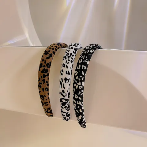 Diadema de Esponja Acolchada con Estampado de Leopardo para Mujer Accesorios para el Cabello Estilo Francés Versátil Otoño Invierno