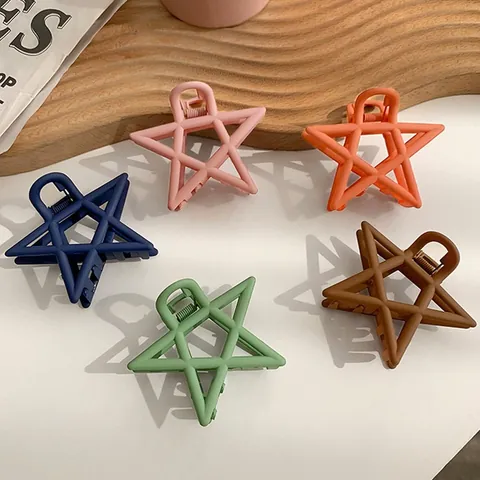 Matte Star Hair Claw Clip For Women Hollow Pentagram Shark Clip Korean Style Sweet Hair Accessories Daily Hair Styling Grip