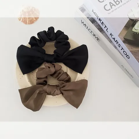 Scrunchie con Fiocco in Satin Opaco Stile Francese Oversize Elegante Elastico per Capelli per Donna Accessori Decorativi per Capelli