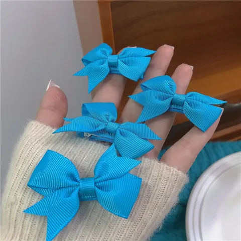 Damen Süße Himmelblaue Ripsband Schleife Haarklammer Niedliche Doppellagige Schleifen Haarnadel Handgefertigte Haar-Accessoires