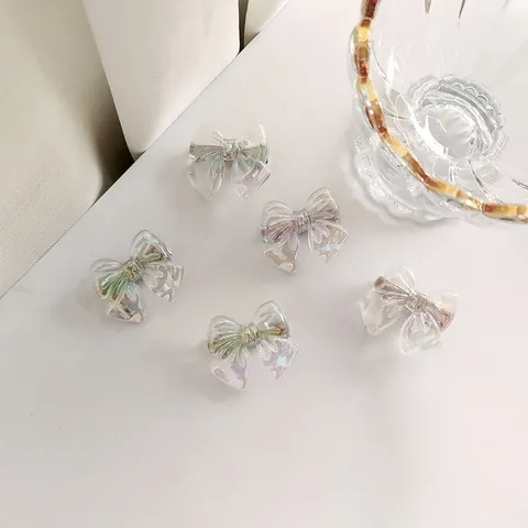 Iridescent Bow Hair Clips Acrylic Mermaid Laser Bowknot Side Clips For Women Girls Sweet Stylish Hair Accessories