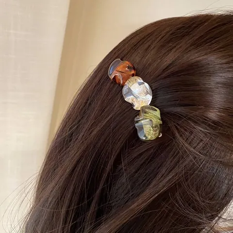 Korean Style Irregular Geometric Resin Hair Clip Minimalist Acrylic Hairpin For Women Vintage Elegant Side Clip Hair Accessory
