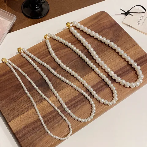 Élégant Collier de Künstliche Perles d'Imitation Français Fermoir en Alliage Plaqué Or Choker Vintage Pour Femmes Bijoux de Mariage Fête