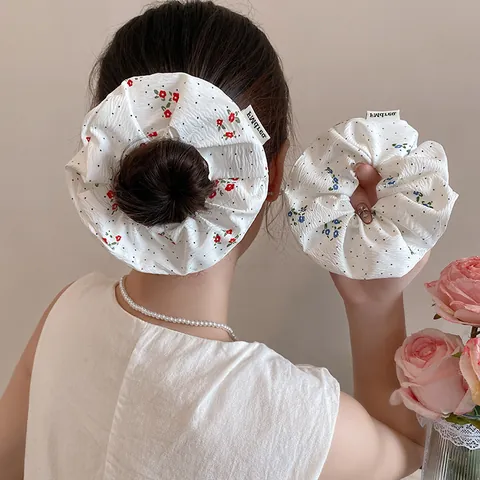 Elastici per Capelli in Tessuto Vintage a Fiori e Pois Stile Foresta Elastici per Capelli per Donna Ragazza Gioielli