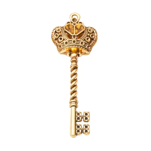 Vintage Alloy Crown Heart Key Pendants Antique Bronze Silver Gold Metal Charms For DIY Jewelry Making Accessories