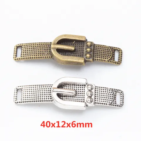 Vintage Zinc Alloy Belt Buckle Style Jewelry Connectors DIY Pendants Antique Bronze Silver Embossed Rivet Findings For Bag Decor