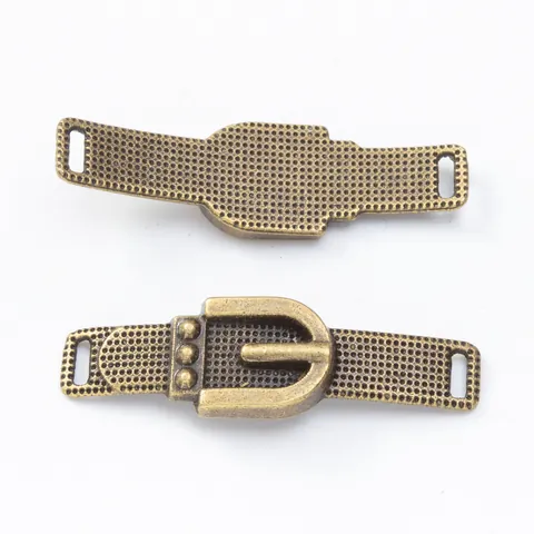 Vintage Zinc Alloy Belt Buckle Style Jewelry Connectors DIY Pendants Antique Bronze Silver Embossed Rivet Findings For Bag Decor