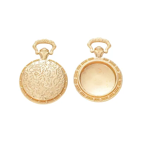 Vintage Alloy Clock Watch Style Round Pendant Bezel For DIY Jewelry Making Accessories Craft Findings Retro Floral Charms