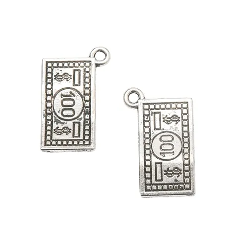 Alloy 100 Dollar Bill Money Shape Pendants DIY Jewelry Accessories For Necklace Bracelet Making Retro Design Charms