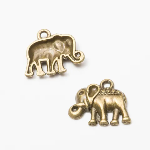 Vintage Alloy Elephant Charms For Jewelry Making DIY Antique Bronze Silver Gold Elephant Pendant For Necklace Bracelet Craft Accessories