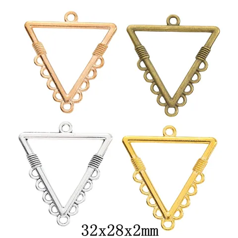 Retro Legierung Hohle Dreieck Schmuck Verbinder Anhänger Mit Drahtumwickelten Details Mehrloch Charms Für DIY
