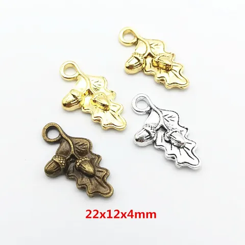 Vintage Alloy Leaf Acorn Pendants For DIY Jewelry Making Antique Bronze Gold Silver Botanical Charms For Necklace Bracelet Crafting