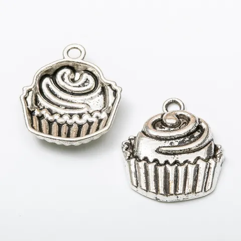 Vintage Alloy Cupcake Charms For DIY Necklace Bracelet Jewelry Making Antique Bronze Silver Pendants For Women Girls Accessory