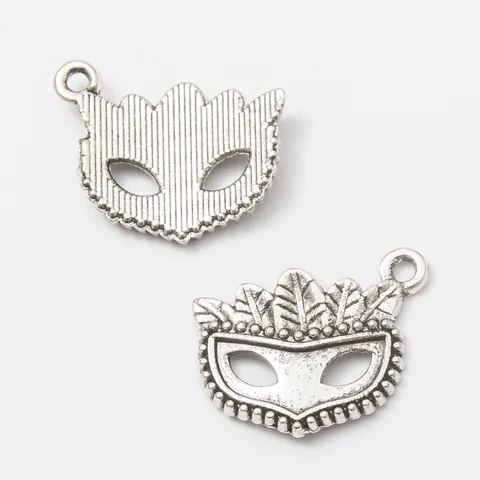 Vintage Zinklegering Maskerade Masker Hangers Veer Patroon DIY Sieraden Accessoires Voor Ketting Armband Craft Maken