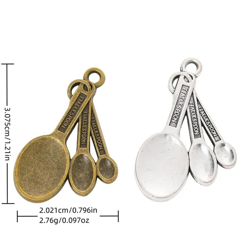 Vintage Alloy Mini Spoon Charms For DIY Jewelry Making Antique Bronze Silver Color Retro Tablespoon Pendants Craft Supply