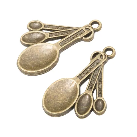 Vintage Alloy Mini Spoon Charms For DIY Jewelry Making Antique Bronze Silver Color Retro Tablespoon Pendants Craft Supply
