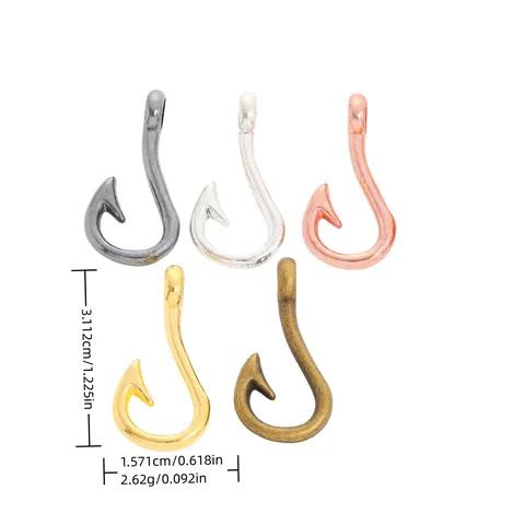 Vintage Alloy Metal Fish Hook Charms Pendants For DIY Jewelry Making Findings Necklace Bracelet Keychain Craft Accessories