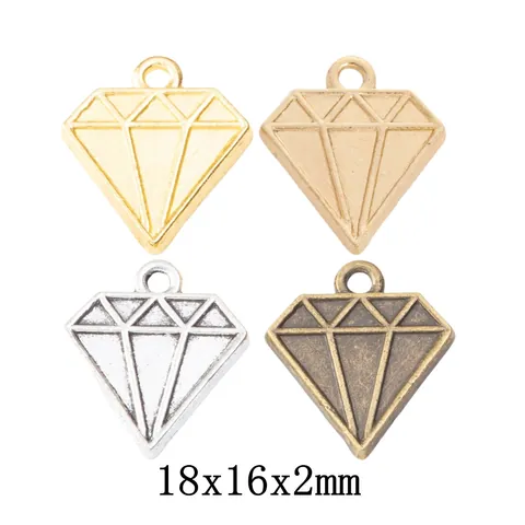 Breloques en Alliage de Zinc Forme Diamant Accessoires de Création de Bijoux Pendentif Géométrique Électroplaqué Style Minimaliste Vintage