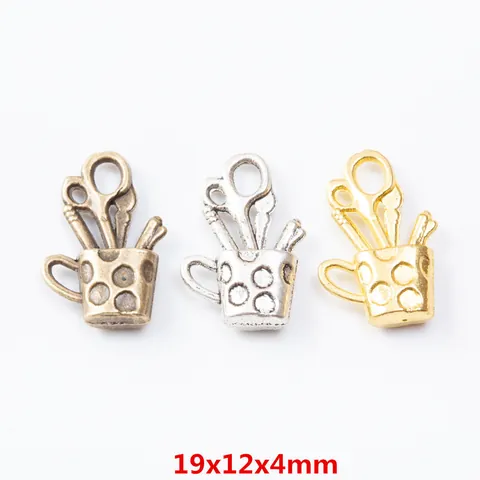 DIY Vintage Alloy Pencil Holder Shape Charms Stationery Hand Tool Design Pendants For Jewelry Making Crafting Supplies
