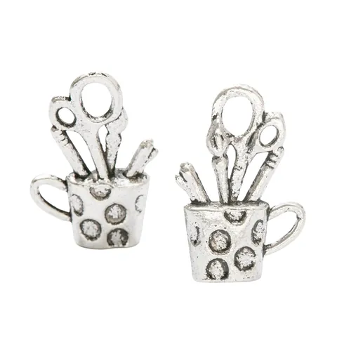 DIY Vintage Alloy Pencil Holder Shape Charms Stationery Hand Tool Design Pendants For Jewelry Making Crafting Supplies