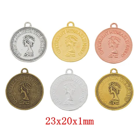 Vintage Zinc Alloy Queen Portrait Coin Pendant Charms For DIY Jewelry Making Accessories Retro Medallion Pendant For Necklace