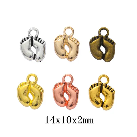 Vintage Zinc Alloy Baby Feet Footprint Charms DIY Jewelry Making Accessories For Bracelets Necklaces Crafting Antique Pendants