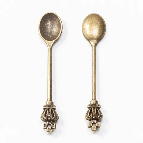 Vintage Zinc Alloy Mini Crown Cutlery Charms For DIY Jewelry Making Antique Gold Silver Bronze Knife Fork Spoon Pendants