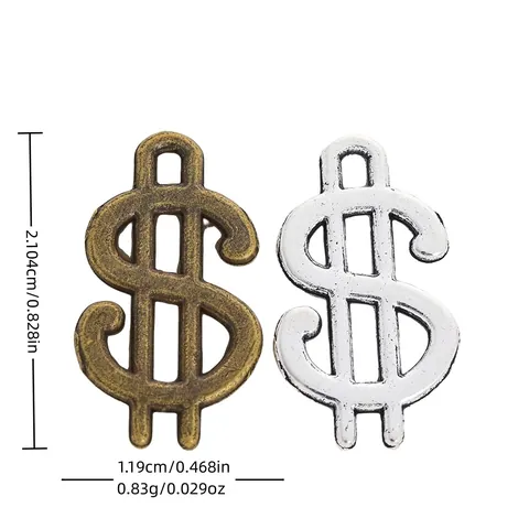 Vintage Zinc Alloy Dollar Sign Charms For DIY Jewelry Making Antique Silver Bronze Pendant For Necklace Bracelet Craft