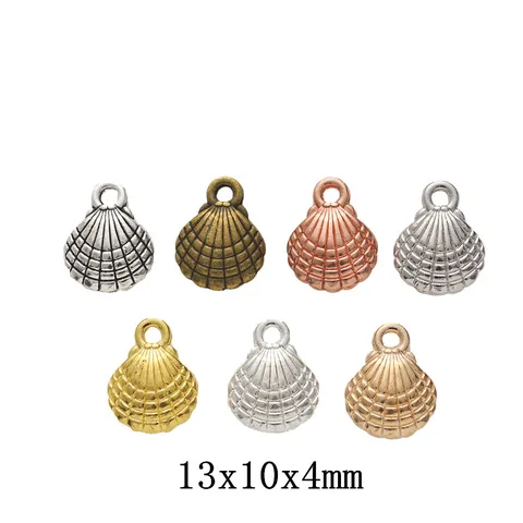 DIY Retro Zinc Alloy Scallop Shell Pendants Antique Bronze Silver Gold Plated Metal Charms For Jewelry Making Necklaces Accessories