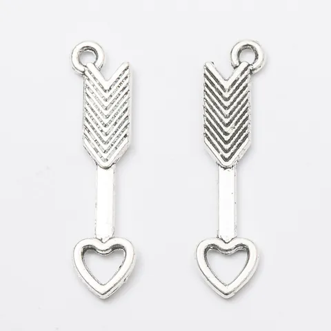 Vintage Zinc Alloy Heart Arrow Charms For DIY Jewelry Making Antique Bronze Silver Metal Pendants For Necklace Bracelet Accessory