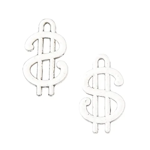 Vintage Zinc Alloy Dollar Sign Charms For DIY Jewelry Making Antique Silver Bronze Pendant For Necklace Bracelet Craft