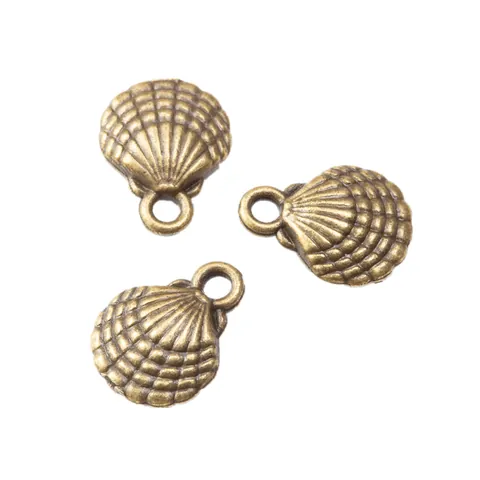 DIY Retro Zinc Alloy Scallop Shell Pendants Antique Bronze Silver Gold Plated Metal Charms For Jewelry Making Necklaces Accessories