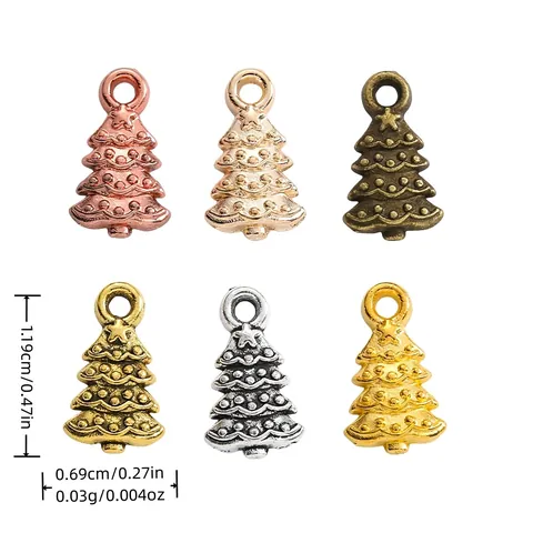 Vintage Zinc Alloy Christmas Tree Pendants For DIY Jewelry Making Antique Bronze Gold Silver Rose Gold Metal Charms