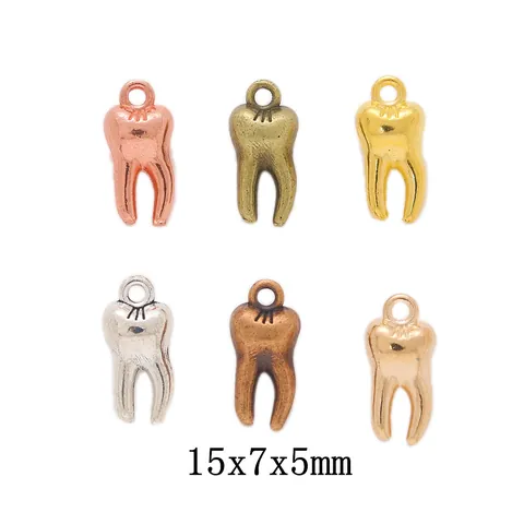 Vintage Alloy Teeth Shape Pendants Molar Charms For DIY Jewelry Making Necklaces Bracelets Accessories Antique Metallic Colors Craft Supplies