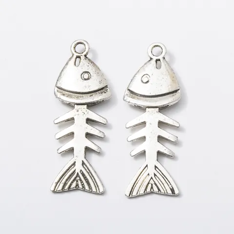 Vintage Fish Bone Shape Alloy Pendants For Jewelry Making Antique Bronze Silver Gold Metal Charms For Necklace Handcraft Accessories