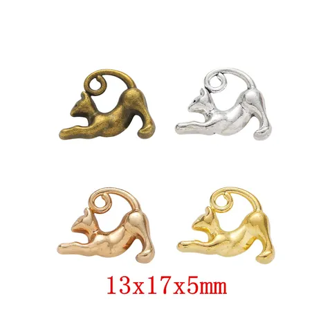 Charmes en Alliage Vintage en Forme de Chat Pour Fabrication de Bijoux DIY Bronze Antique Argent Or KC Or Pendentifs Chaton en Métal Accessoires