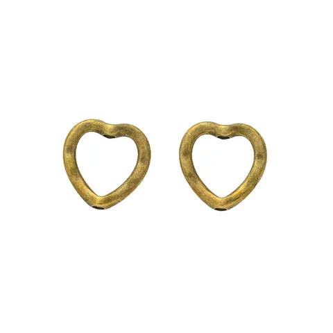 Vintage Alloy Heart Shape Beads Hammered Texture Small Hole Connector Charms For DIY Bracelet Necklace Jewelry Making