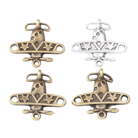 Dijes de Avión de Aleación de Zinc Vintage DIY Joyería Bronce Antiguo Plata Colgantes de Metal para Collar Pulsera Llavero