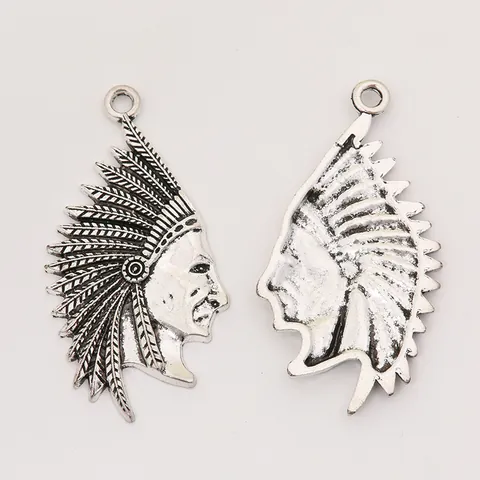 Vintage Alloy Indian Chief Head Pendant Charms For DIY Necklace Bracelet Making Ethnic Bohemian Jewelry Findings Antique Silver Bronze