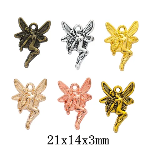 Vintage Alloy Angel Fairy Wings Pendant Charm For DIY Necklace Bracelet Earring Jewelry Making Accessories Electroplated Decorative