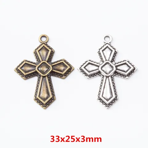 Vintage Zinc Alloy Cross Charms Pendants For DIY Jewelry Making Antique Bronze Silver Metal Religious Pendants Accessories
