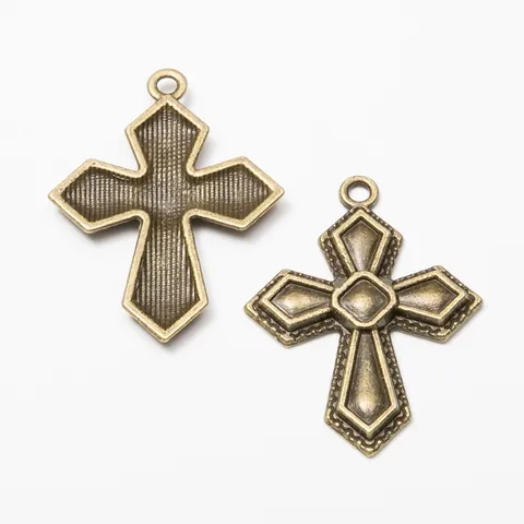 Vintage Zinc Alloy Cross Charms Pendants For DIY Jewelry Making Antique Bronze Silver Metal Religious Pendants Accessories
