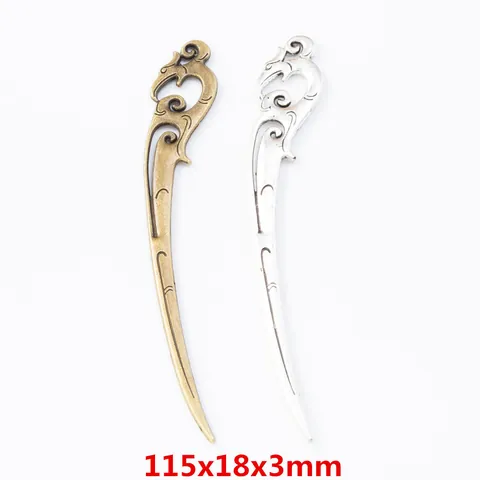 Vintage Alloy Hollow Chinese Style Dragon Cloud Pattern Filigree Metal Bookmark Hairpin DIY Jewelry Making Accessories Gift